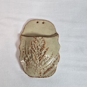 Vintage Studio Pottery-unmarked Leaf Tray Wall Pocket 6" Tall X 4" Wide
